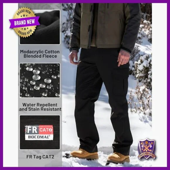 Men's FR Cargo Pants Fleece Lined Work Utility Pants NFPA 2112